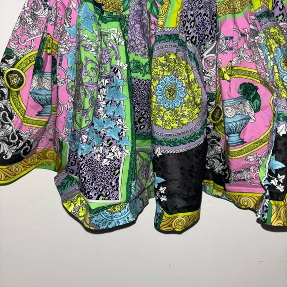 Versace Multicolor Patterned Skirt with Black and Gold Accents - Picture 2 of 5